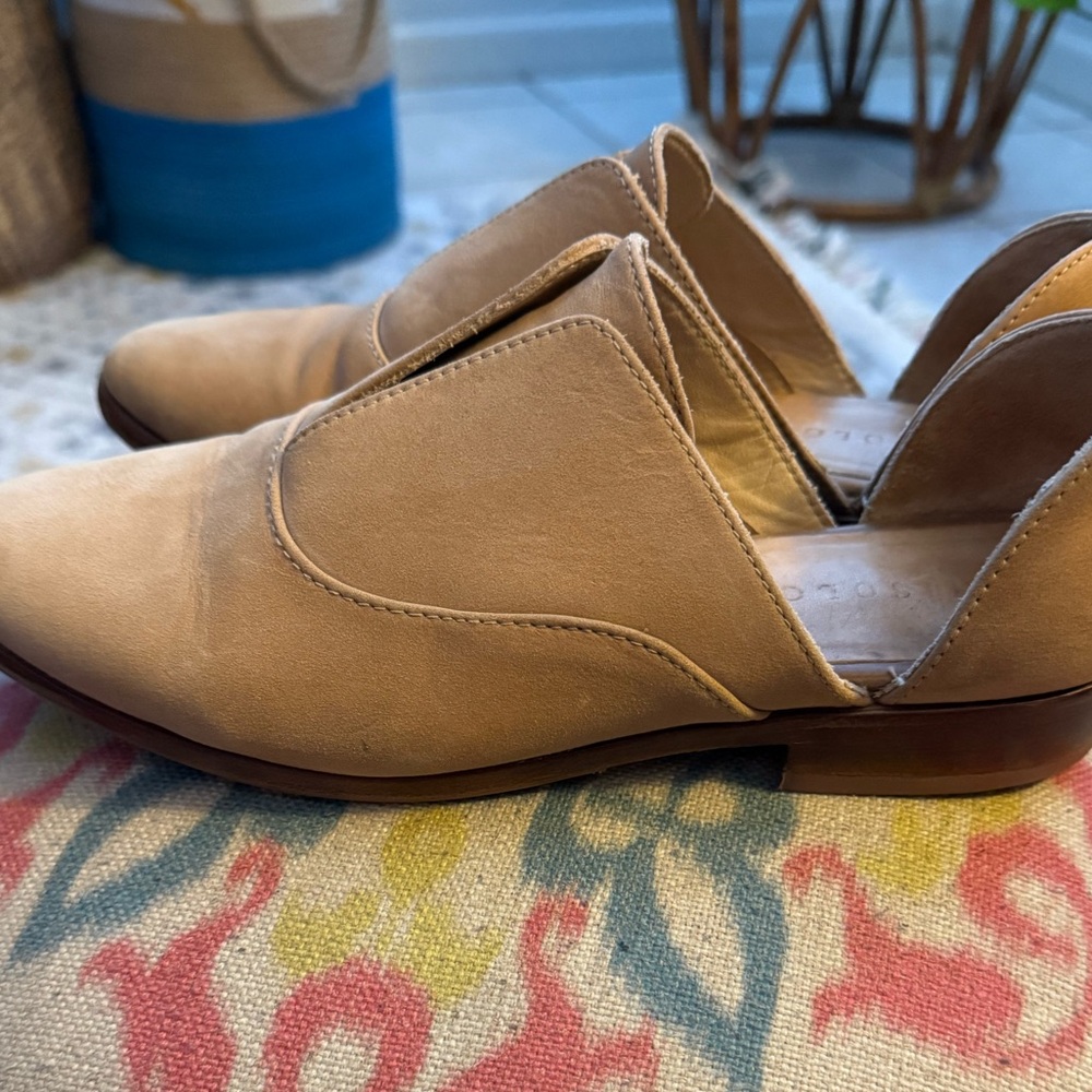 Sz 7.5 Nisolo Emma d'Orsay Oxford Tan Nude Slip On Flats Neutral Classic Preppy - Picture 3 of 9
